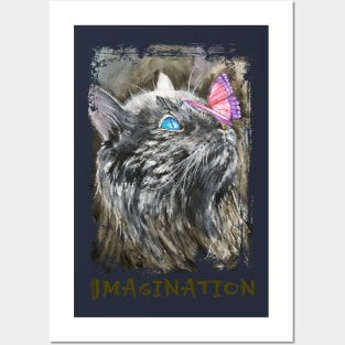 cat and  butterfly, imagination Posters and Art